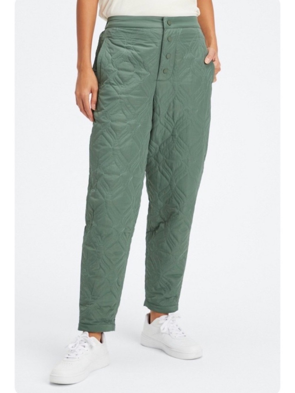 Fabletics Quilted Straight-Leg Pants in Sage